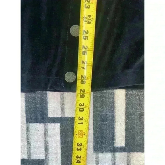 Vintage Liz Sport Black Velvet Blazer Jacket Sz L Gold Trim Crested Buttons 251H - Picture 10 of 13